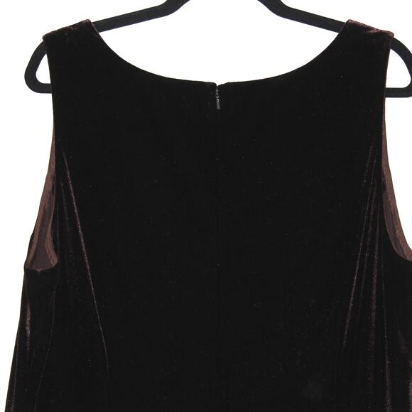 Vintage Adrianna Papell Occasions Brown Velvet Maxi Dress Sleeveless 16W - Picture 9 of 12